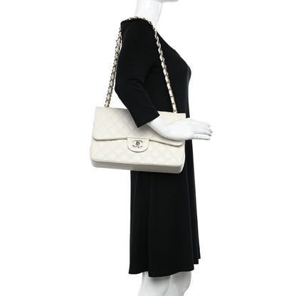 Chanel Caviar Quilted Jumbo Double Flap White 2 of 11