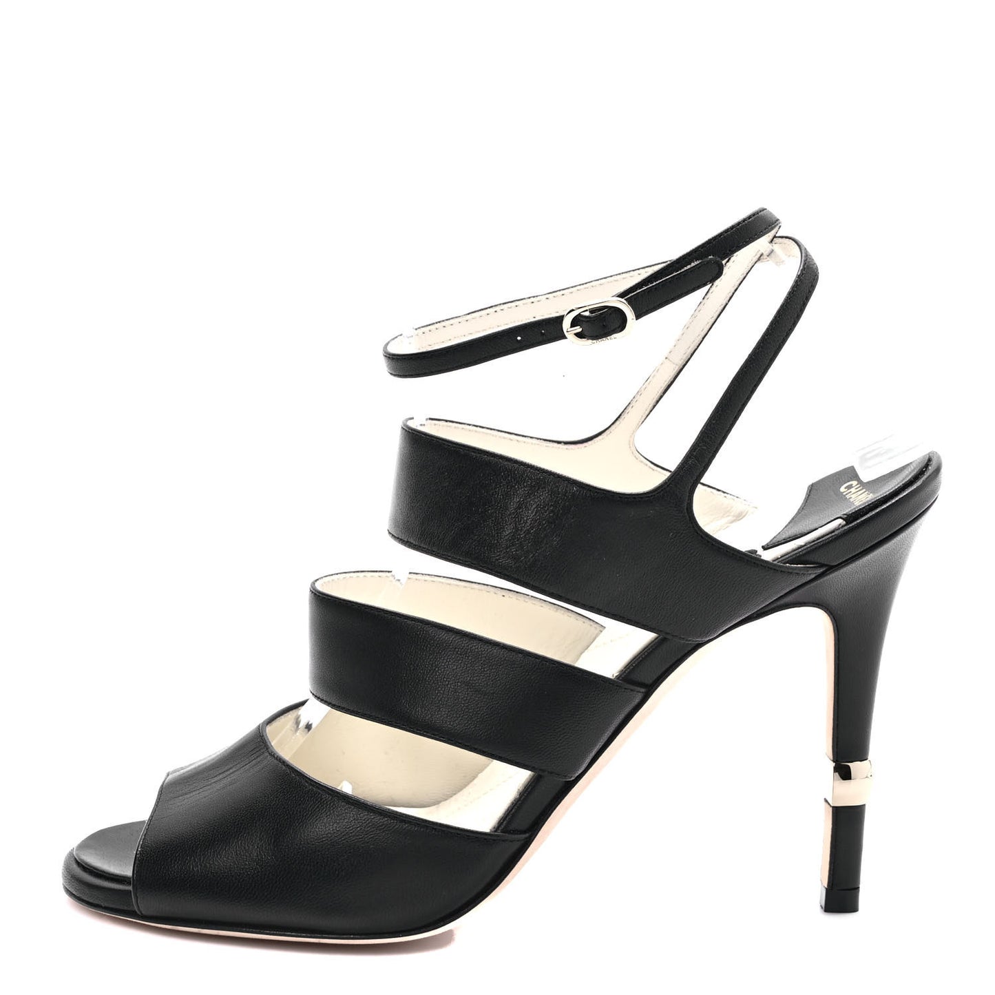 Lambskin CC Strappy Sandal 38.5 Black
