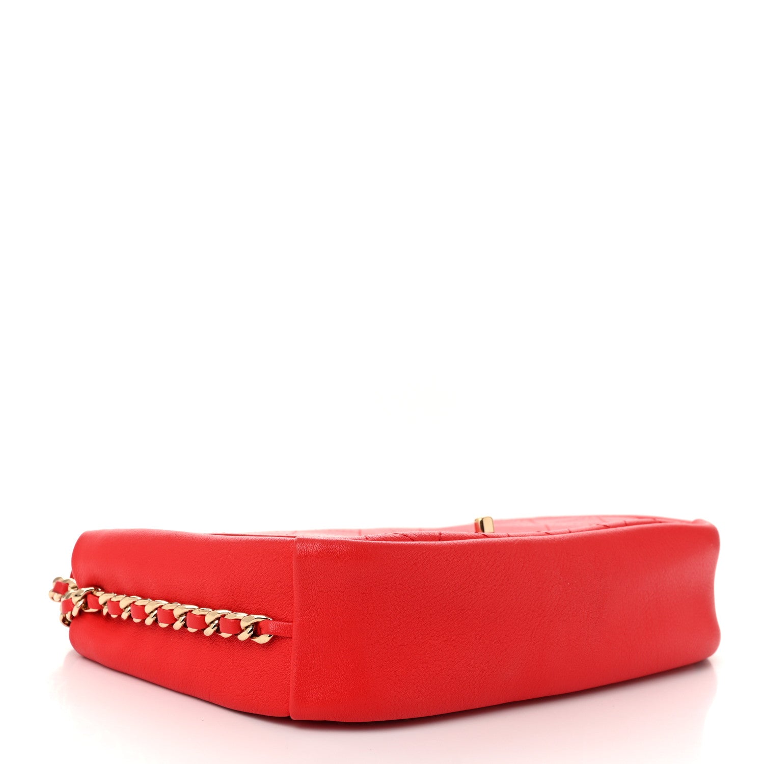 Chanel Goatskin Stitched Casual Trip Single Flap Red 4 of 12