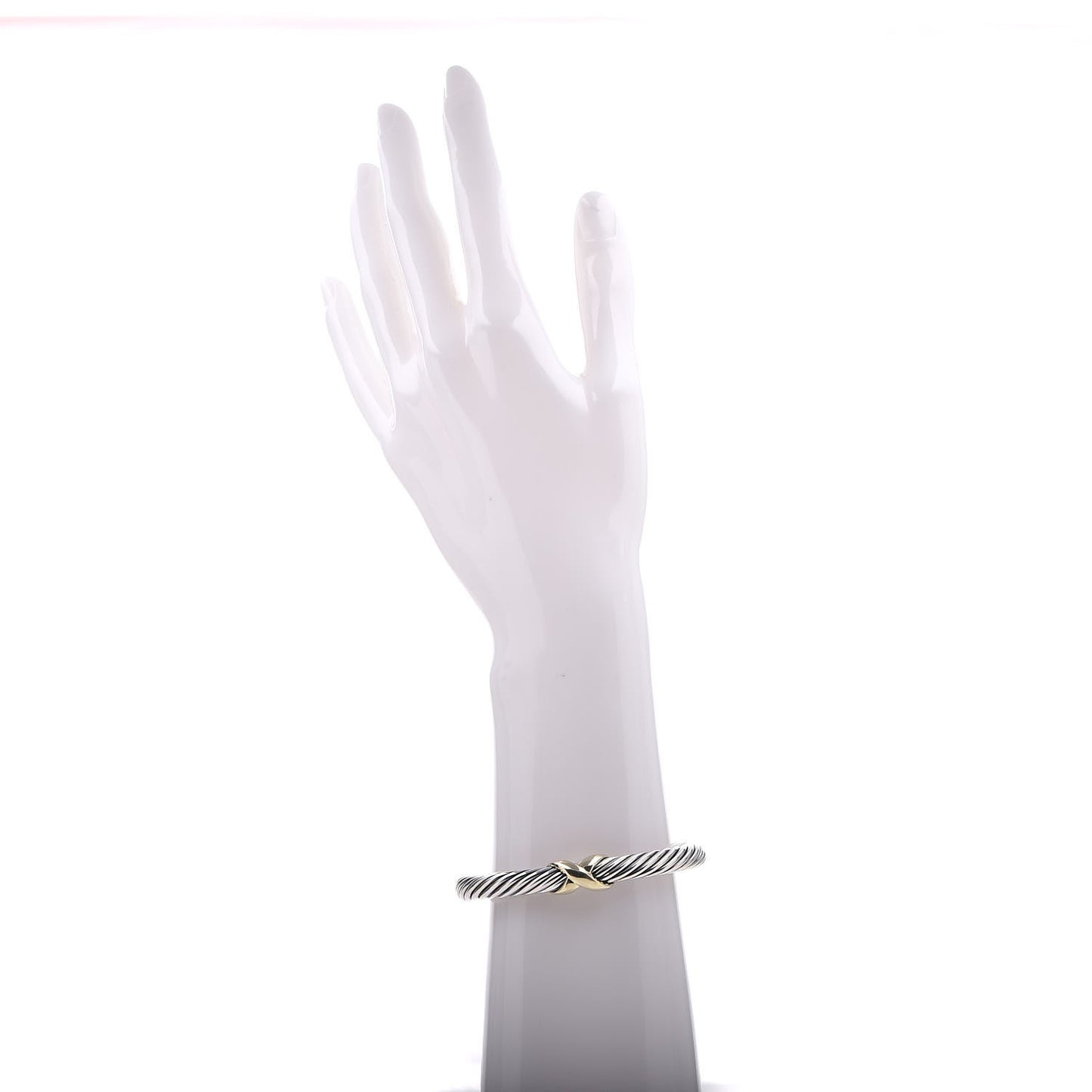 Sterling Silver 14K Yellow Gold 7mm X Station Cable Bracelet