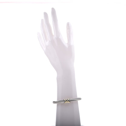 David Yurman Sterling Silver 14K Yellow Gold 7mm X Station Cable Bracelet 2 of 5