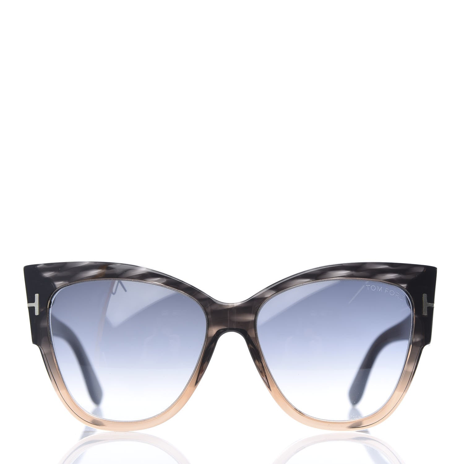 Tom Ford Acetate Anoushka Cat Eye Sunglasses TF371 Melange Grey Peach 2 of 8