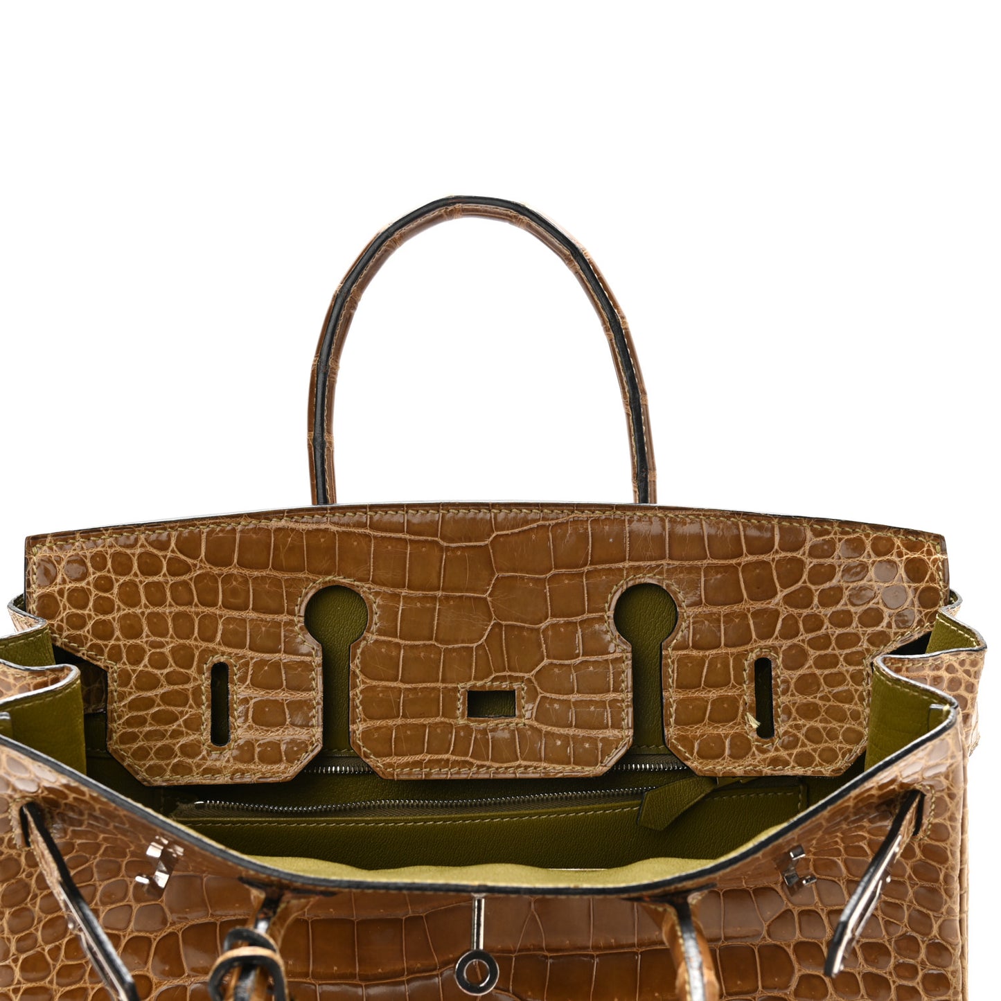 Shiny Porosus Crocodile Birkin 30 Ficelle Chartreuse