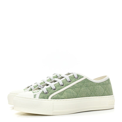 Christian Dior Canvas Cannage Walk 'N' Dior Low Top Sneakers 37.5 Pale Green 3 of 11