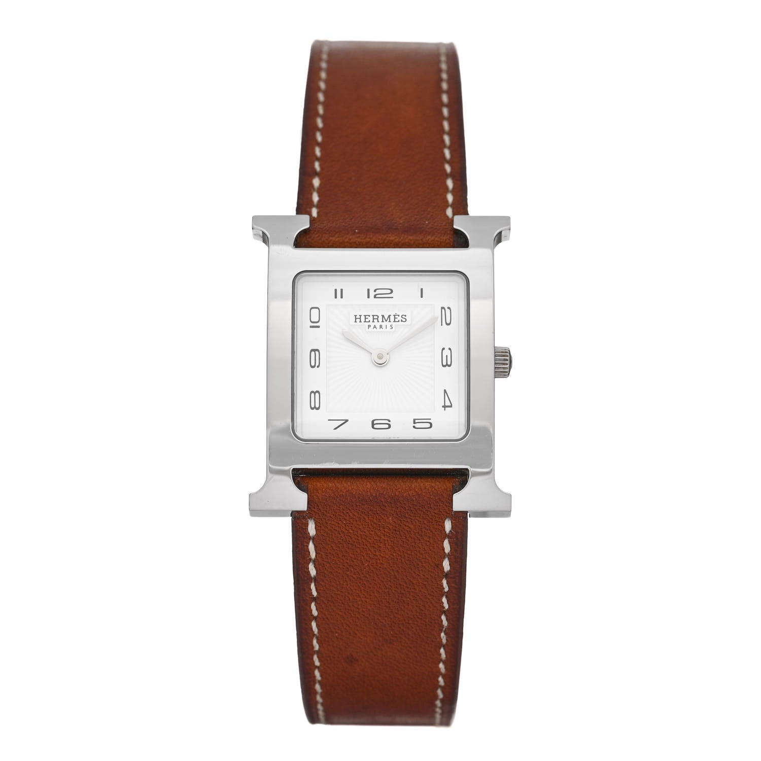 Hermes Stainless Steel Barenia 26mm Heure H Hour Quartz Watch Fauve 1 of 5