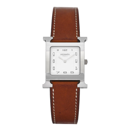 Hermes Stainless Steel Barenia 26mm Heure H Hour Quartz Watch Fauve 1 of 5