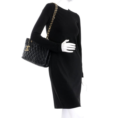 Chanel Lambskin Quilted Shopping Tote Black 2 of 8