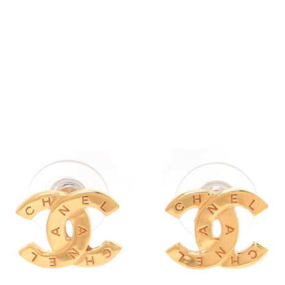 Chanel Metal CC Paris Button Stud Earrings Gold 1 of 5