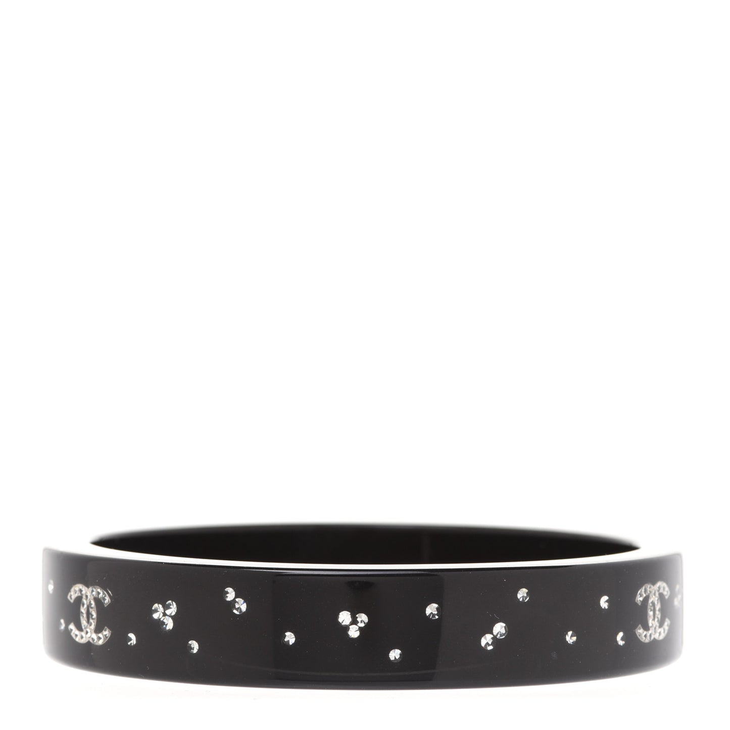 Resin Crystal CC Bangle Bracelet Black