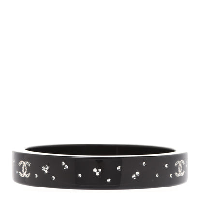 Chanel Resin Crystal CC Bangle Bracelet Black 3 of 5