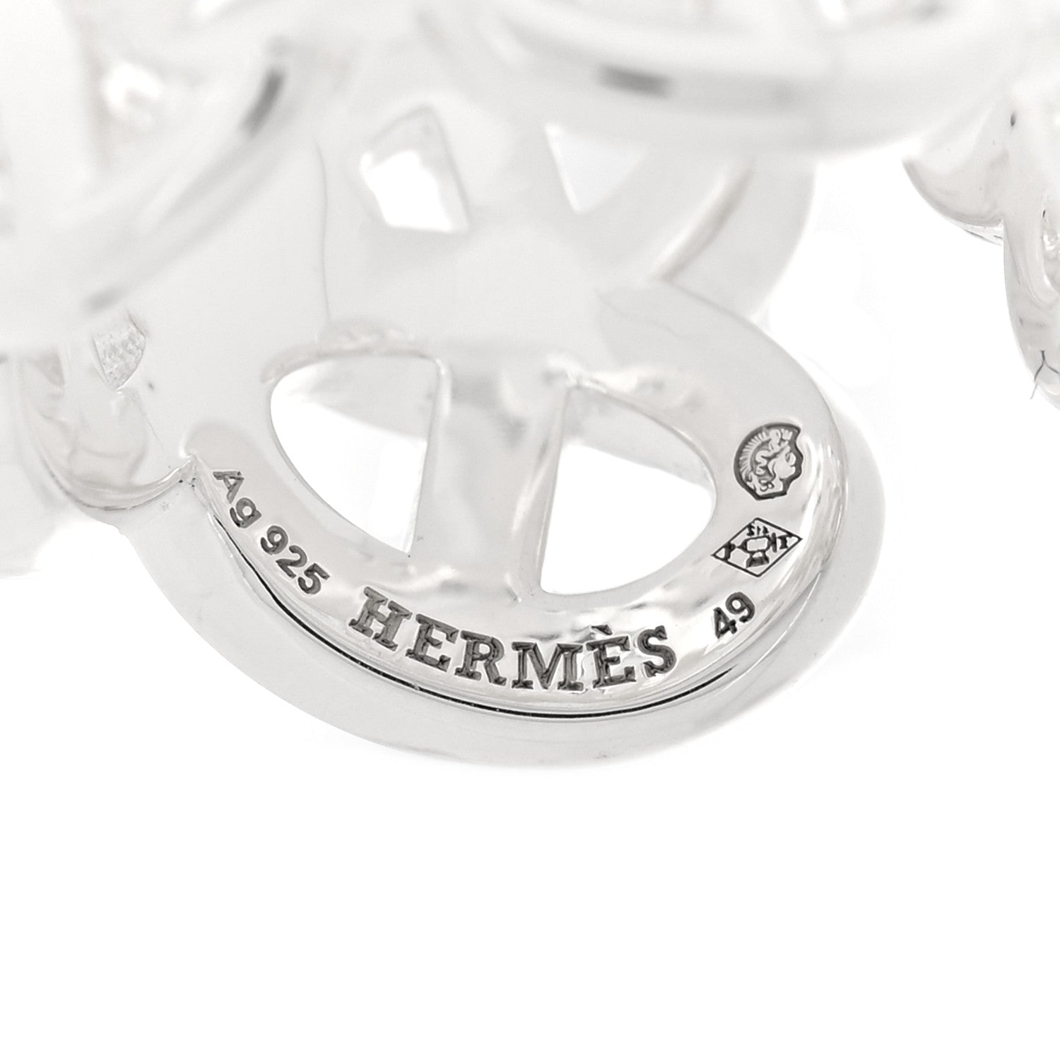 Hermes Sterling Silver GM Chaine d'ncre Enchainee Band Ring 49 4.75 4 of 6