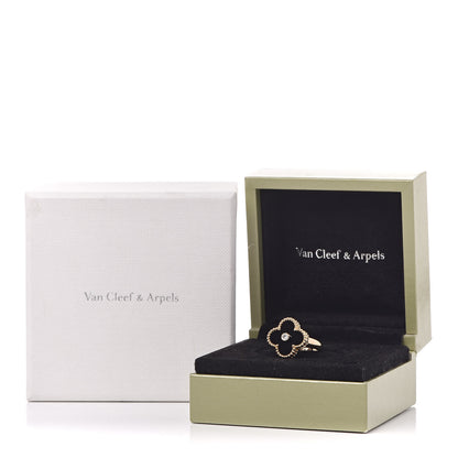 Van Cleef & Arpels 18K Yellow Gold Black Onyx Diamond Vintage Alhambra Ring 46 3.75 6 of 6