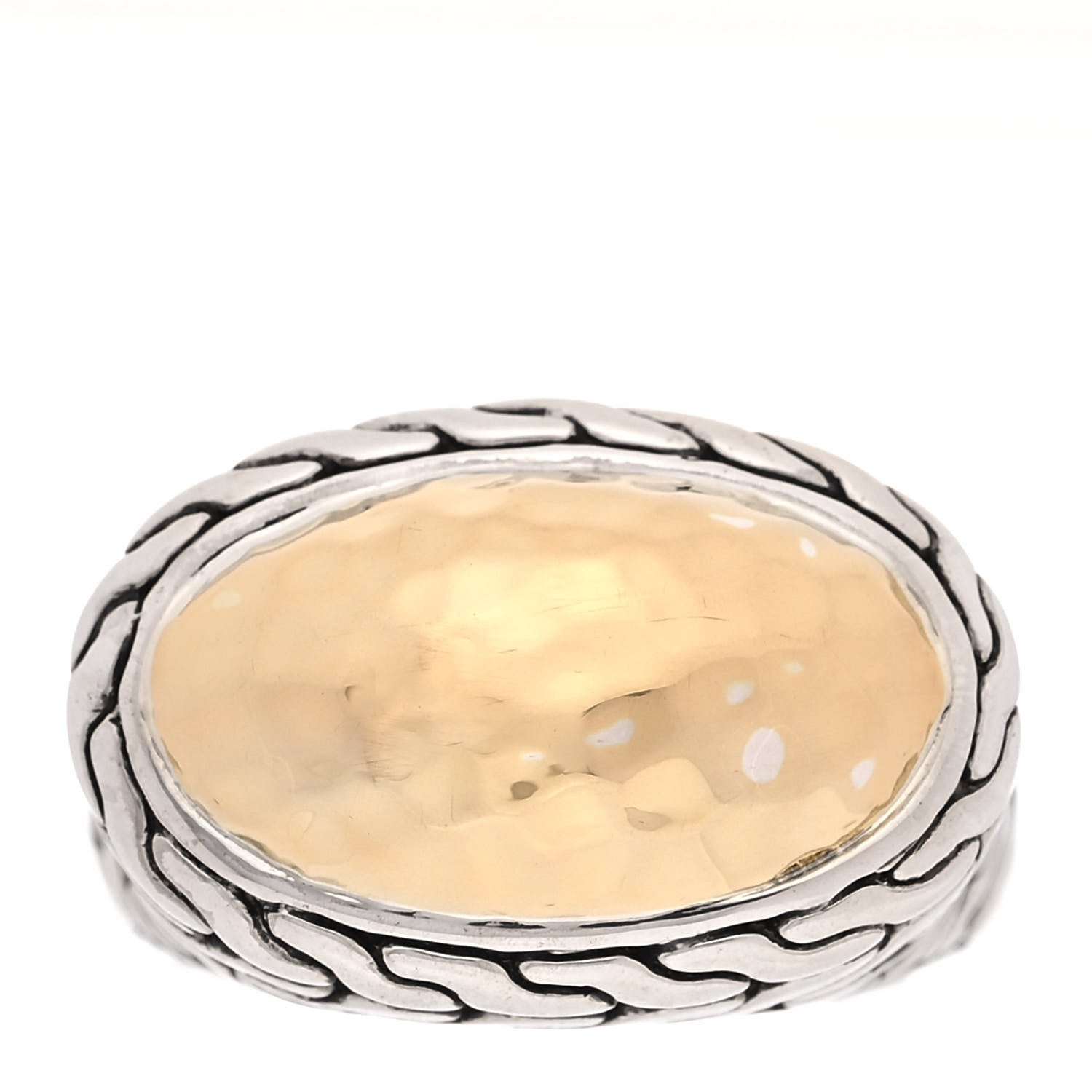 John Hardy Sterling Silver 22K Yellow Gold Palu Hammered Dome Ring 58 8.25 1 of 7