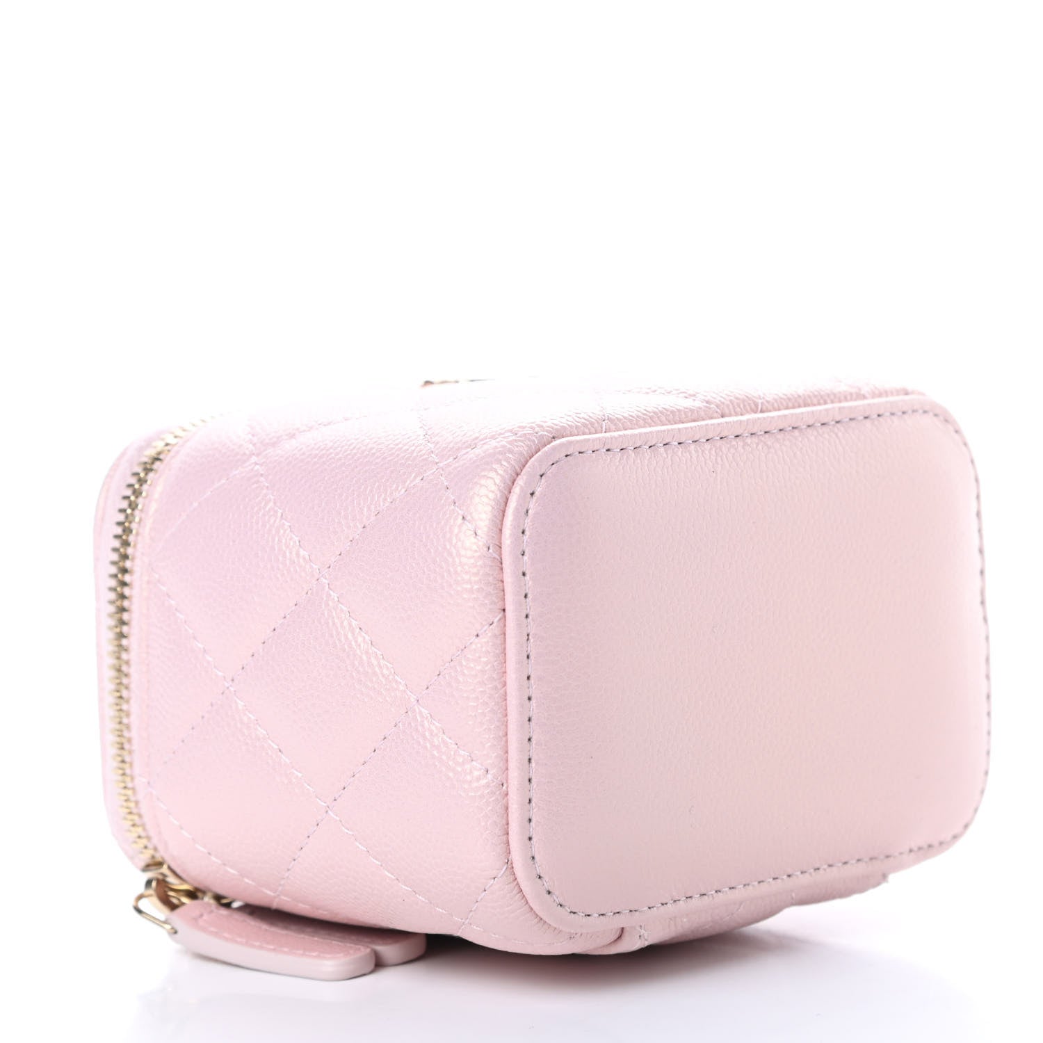 Chanel Iridescent Caviar Quilted Mini Pearl On Top Vanity Case With Chain Light Pink 5 of 11