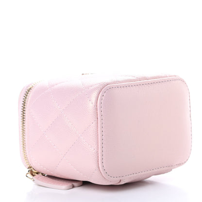 Chanel Iridescent Caviar Quilted Mini Pearl On Top Vanity Case With Chain Light Pink 5 of 11