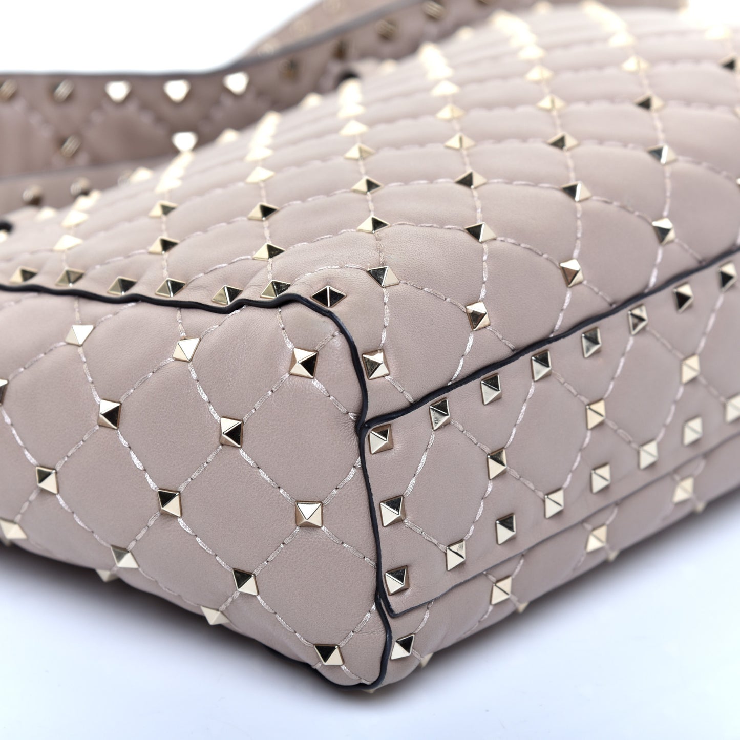 Nappa Rockstud Spike Top Handle Shoulder Bag Poudre