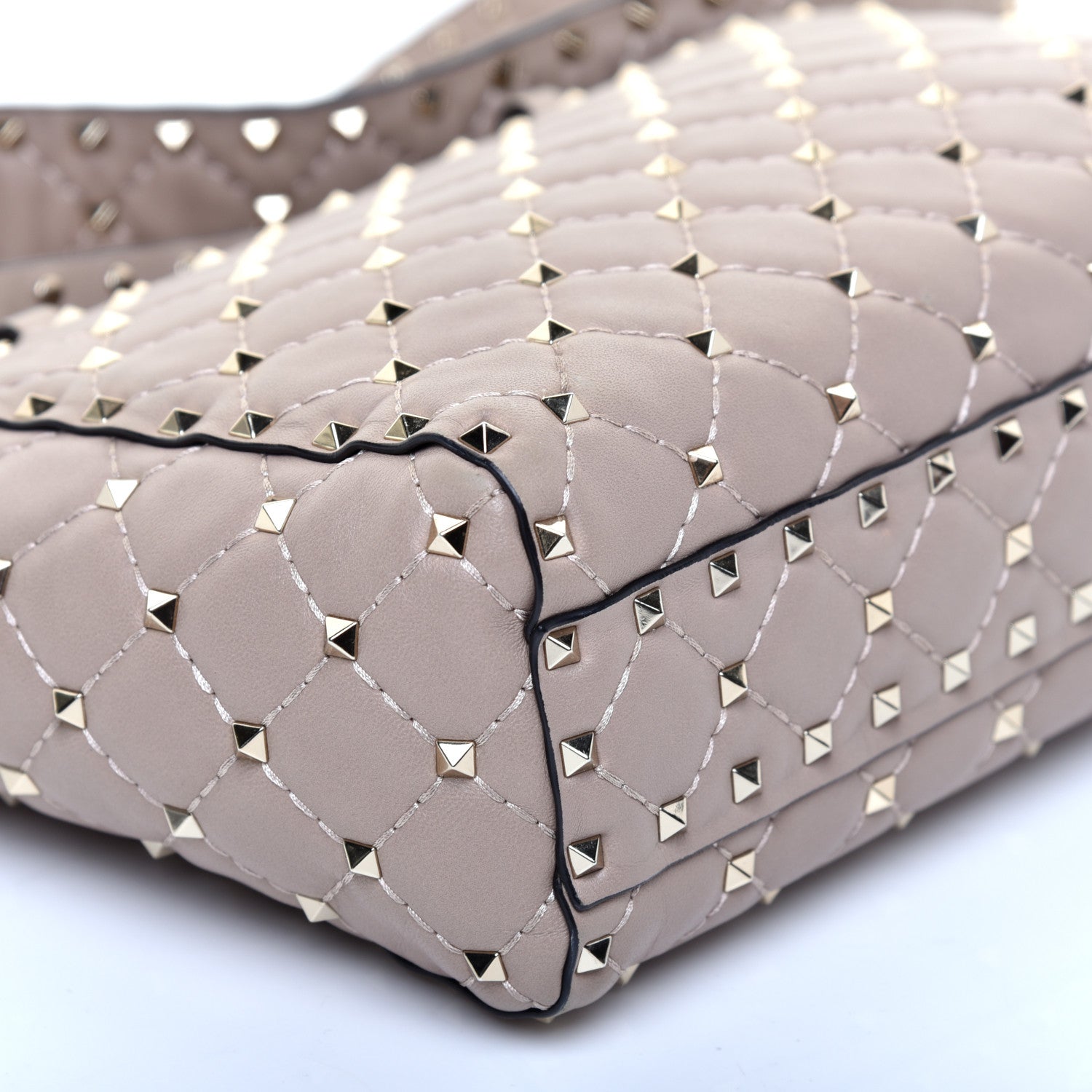 Valentino Garavani Nappa Rockstud Spike Top Handle Shoulder Bag Poudre 6 of 10