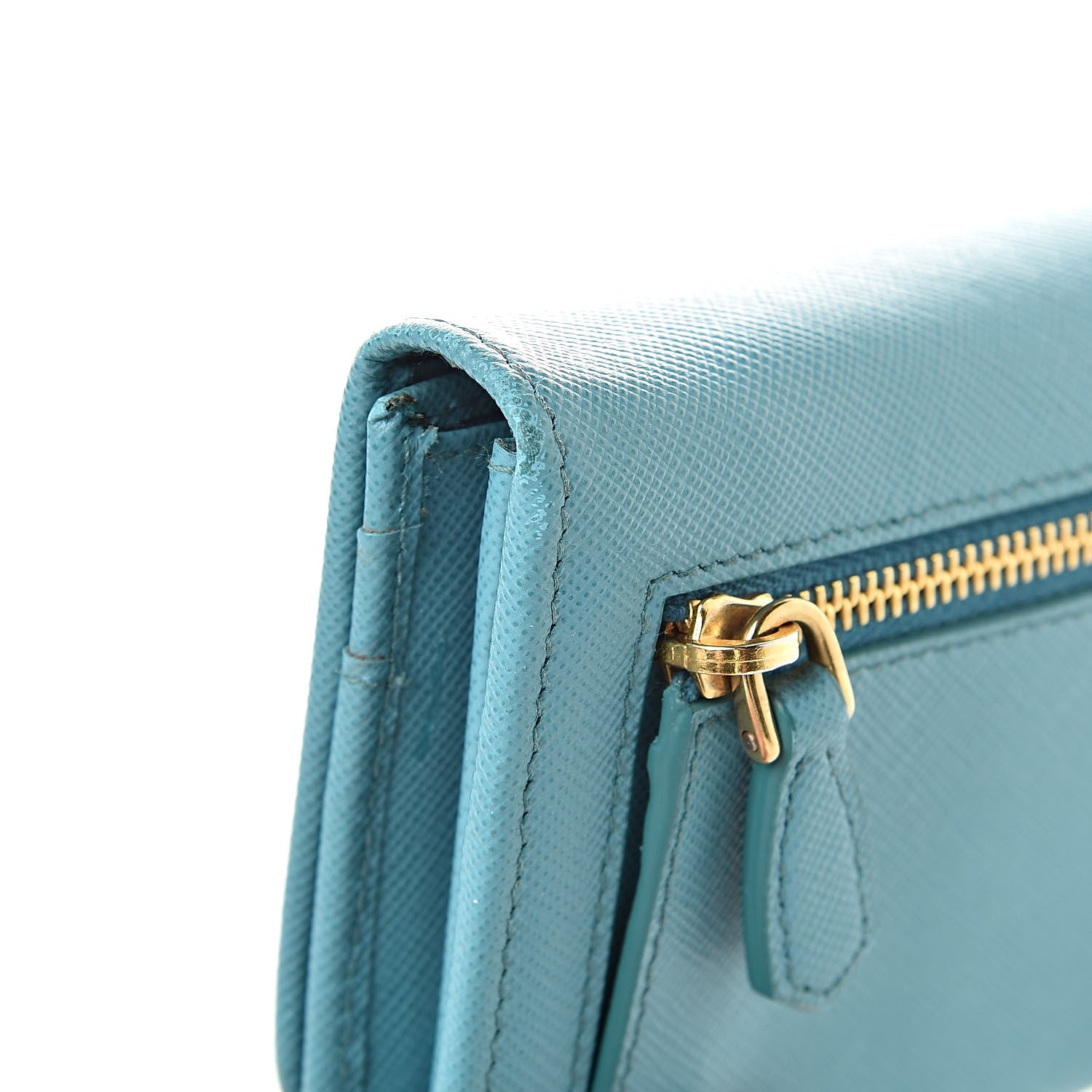 Prada Saffiano Metal Continental Flap Wallet Turchese 10 of 11