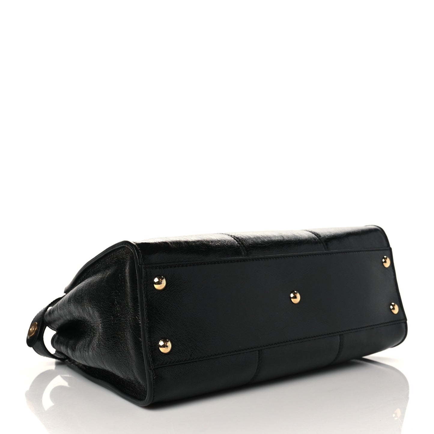 Agnello Old Shine Medium Peekaboo Iconic Satchel Black
