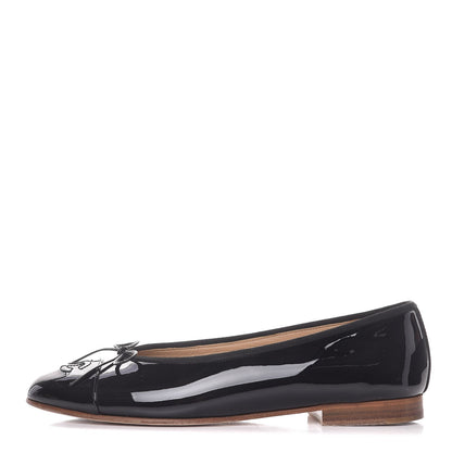 Chanel Patent CC Cap Toe Ballerina Flats 38 Black 1 of 11