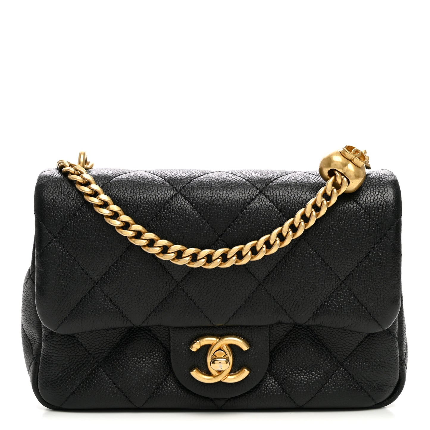 Caviar Quilted Mini Sweetheart Rectangular Flap Black