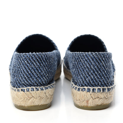 Chanel Cotton Tweed CC Espadrilles 36 Blue Ecru Black 7 of 11