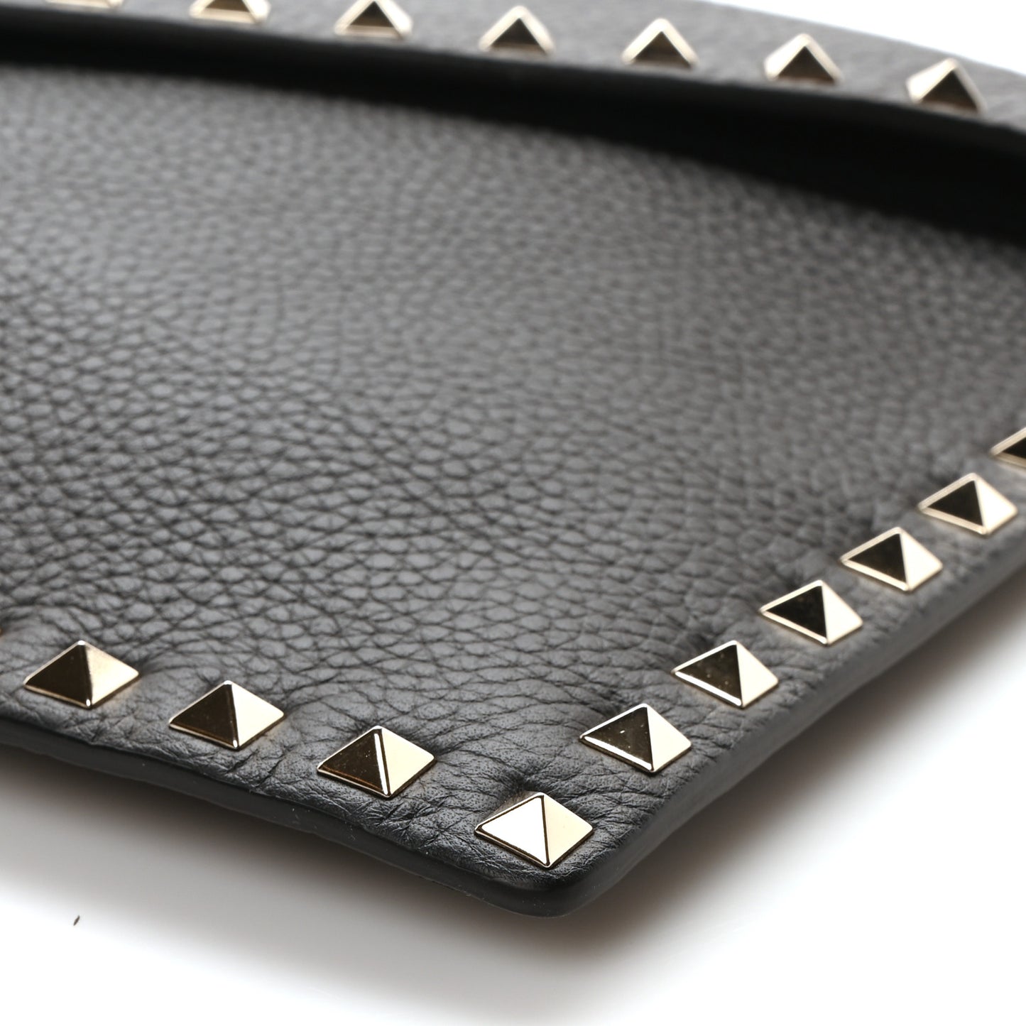 Pebbled Calfskin Large Rockstud Envelope Clutch Black