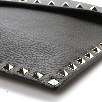 Valentino Garavani Pebbled Calfskin Large Rockstud Envelope Clutch Black 9 of 9