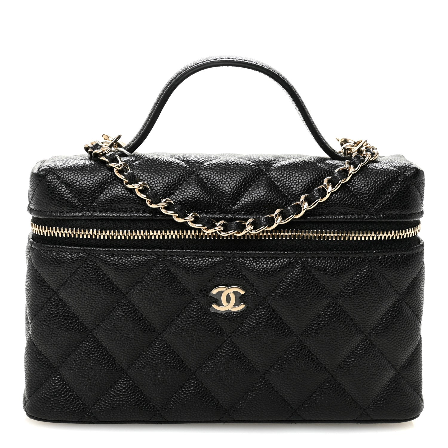 Chanel Caviar Quilted Top Handle Slim Vanity With Chain Black 1 of 11