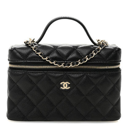 Chanel Caviar Quilted Top Handle Slim Vanity With Chain Black 1 of 11