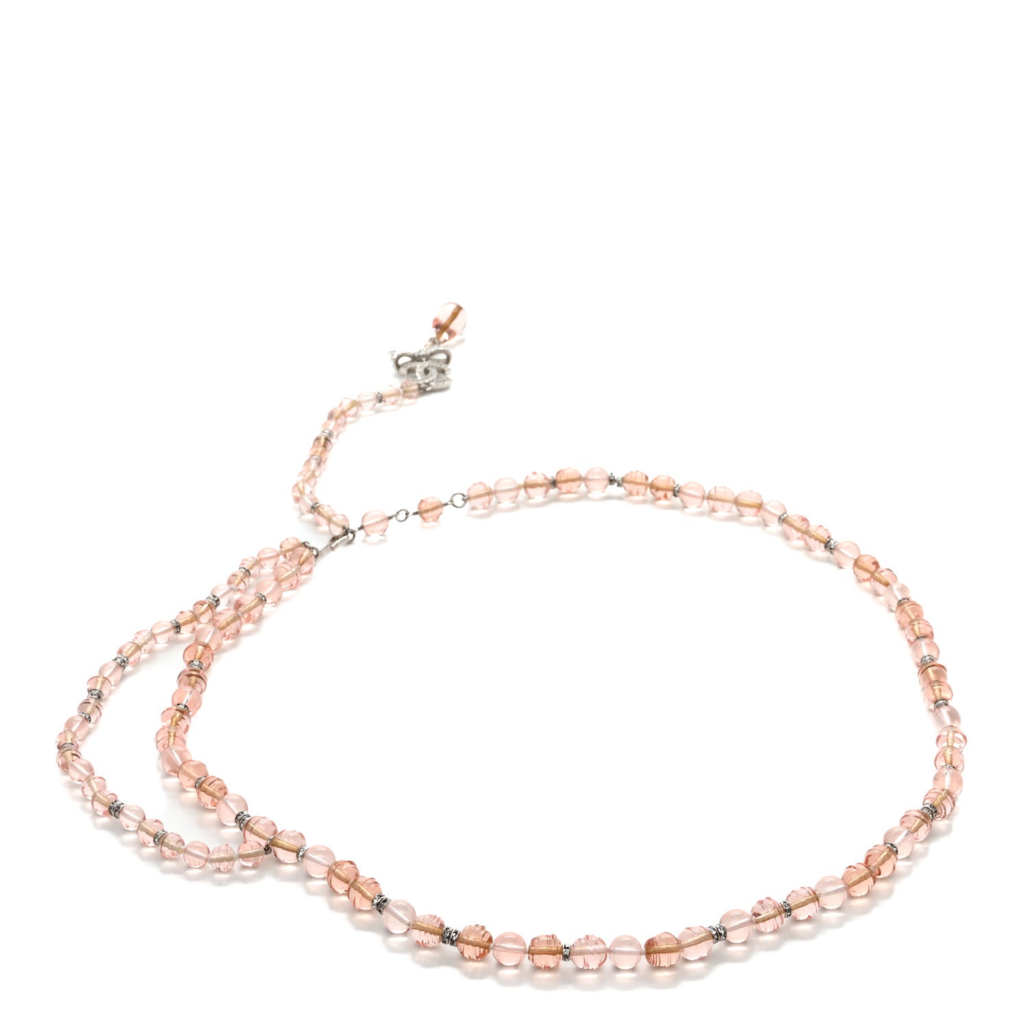 Chanel Resin Bead Crystal CC Bow Belt Pink Silver 2 of 5