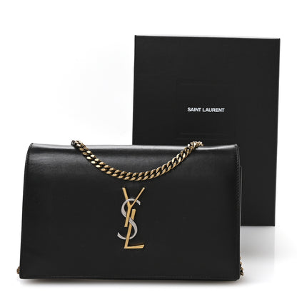 Saint Laurent Smooth Calfskin Tri-Metal Cassandre Wallet On Chain WOC Black 10 of 12
