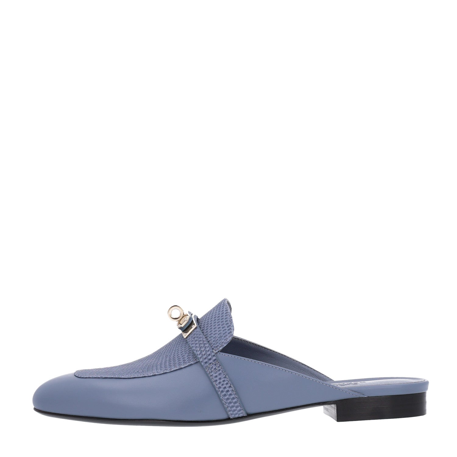 Hermes Lizard Calfskin Oz Mules 41 Bleu Grignon 1 of 11