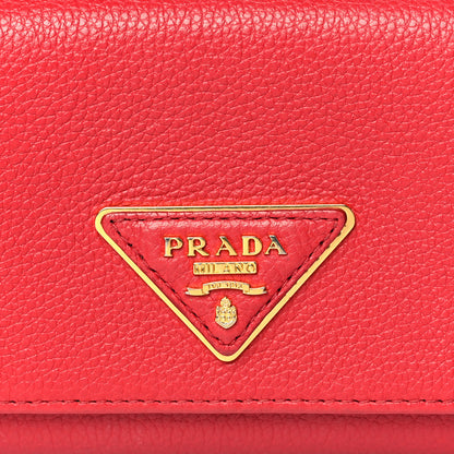Prada Vitello Daino Continental Flap Wallet Fuoco 8 of 12