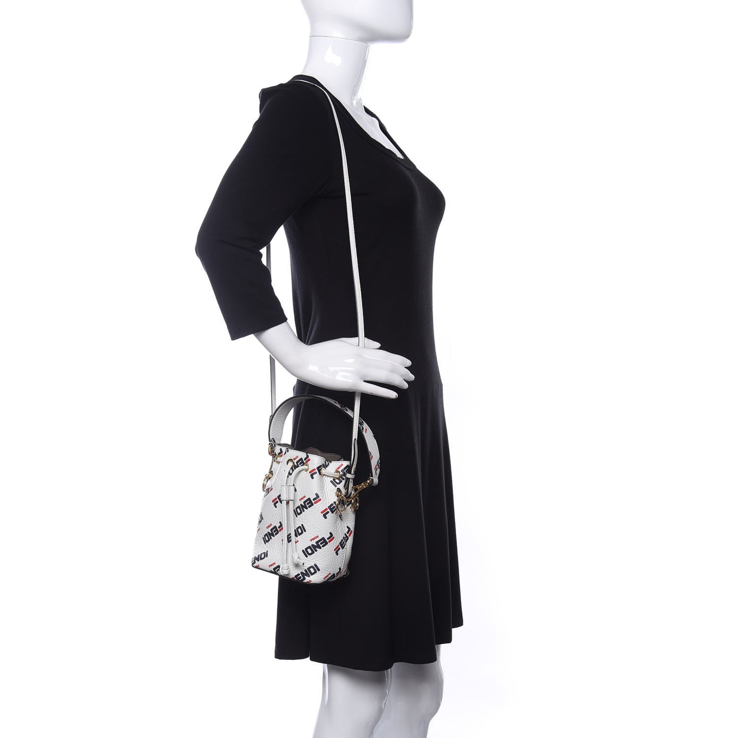 X FILA Vitello F is Fendi Mania Mini Mon Tresor Bucket Bag White