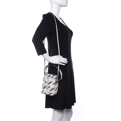 Fendi X FILA Vitello F is Fendi Mania Mini Mon Tresor Bucket Bag White 2 of 9