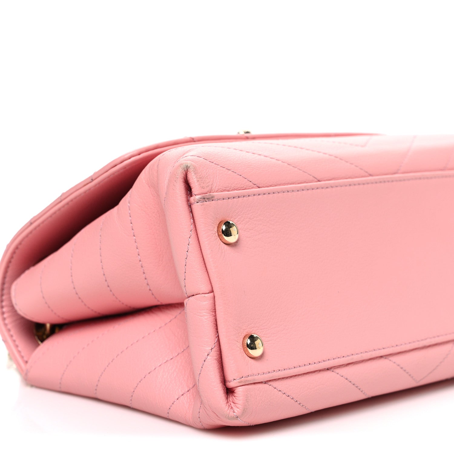 Chanel Grained Calfskin Small Chevron Chic Top Handle Flap Pink 9 of 11