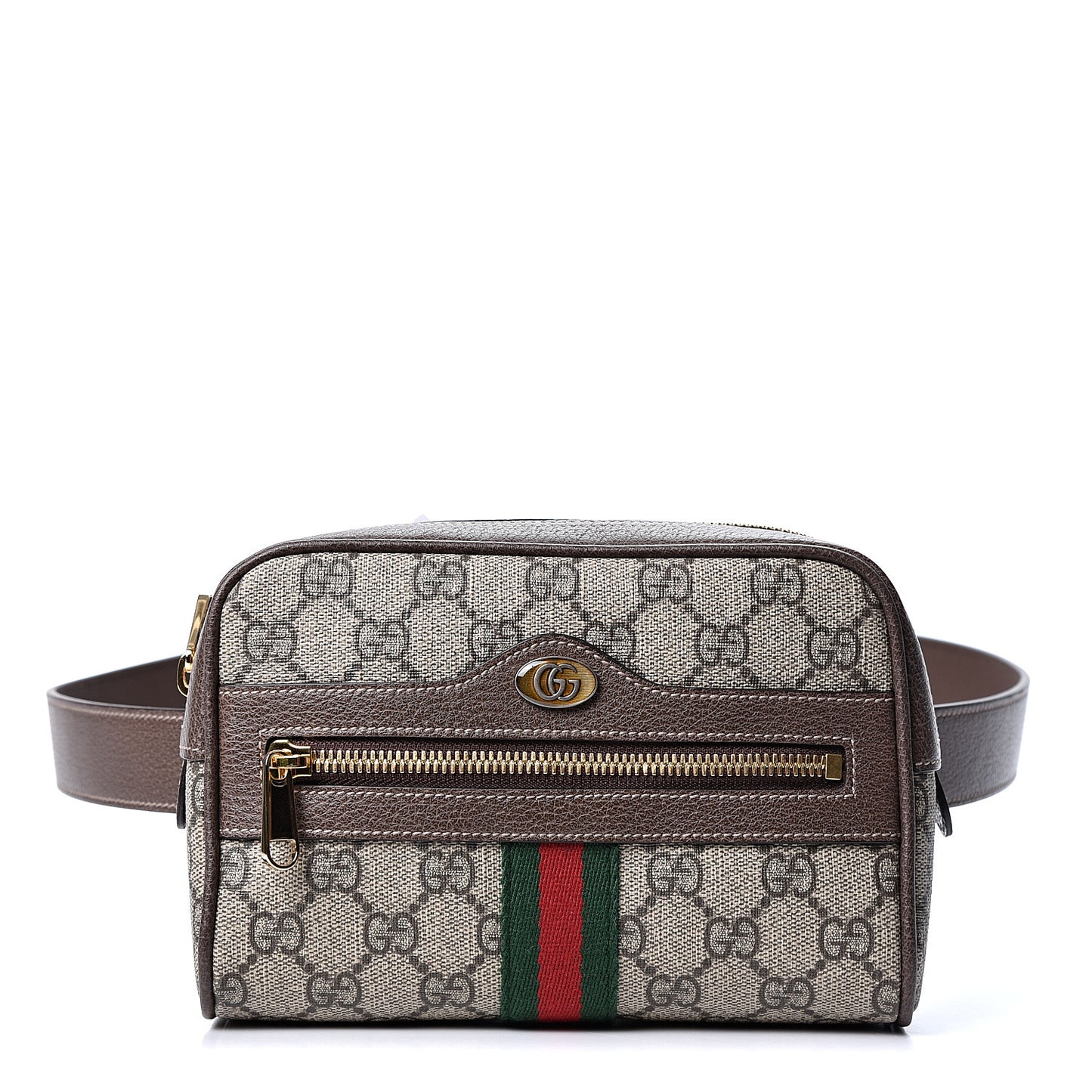 GG Supreme Monogram Web Small Ophidia Belt Bag 85 34 Dark Brown
