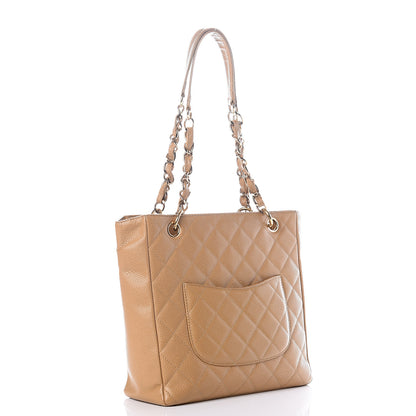 Chanel Caviar Quilted Petit Shopping Tote PST Beige 2 of 9