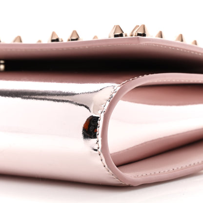 Christian Louboutin Metallic Patent Calfskin Spikes Loubinthesky Paloma Clutch Pink 10 of 11