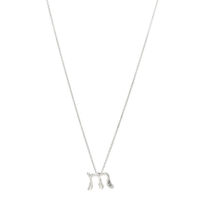 Tiffany Sterling Silver Diamond Elsa Peretti Letter M Pendant Necklace 1 of 4
