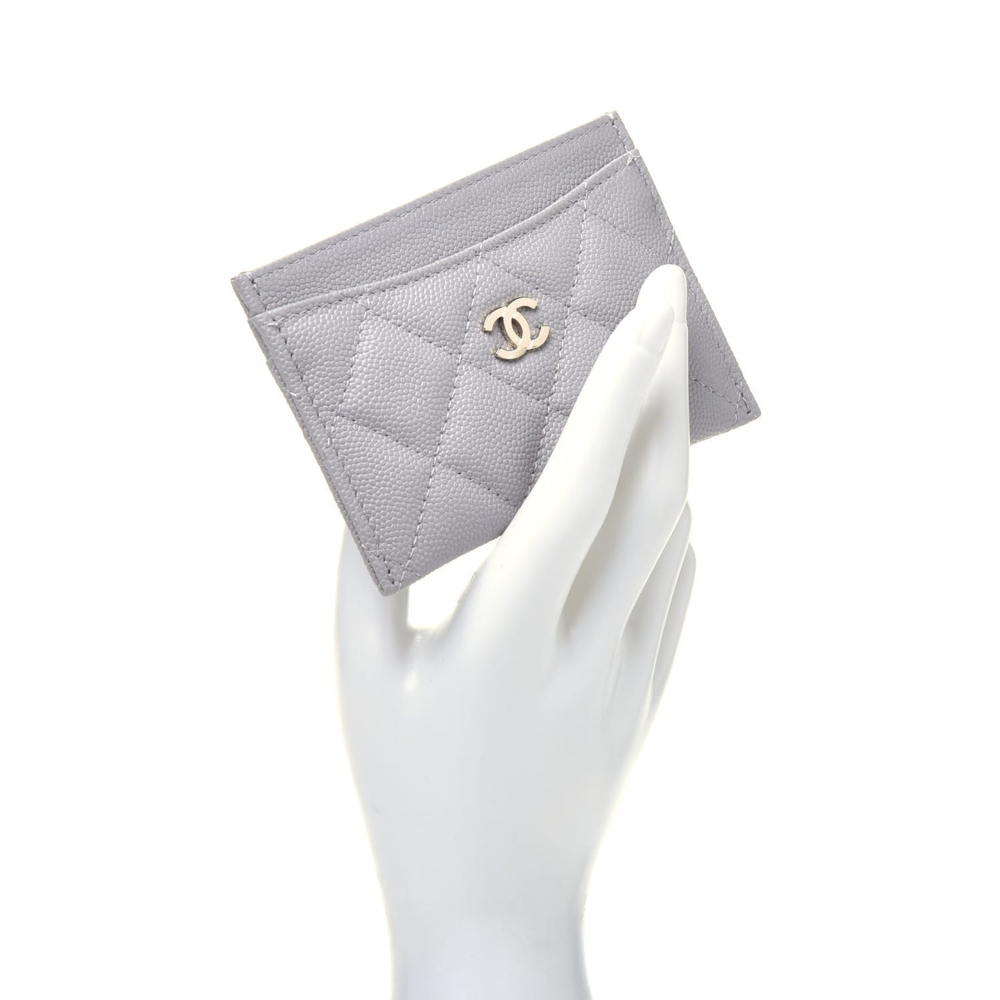 Caviar Quilted Card Holder Grey