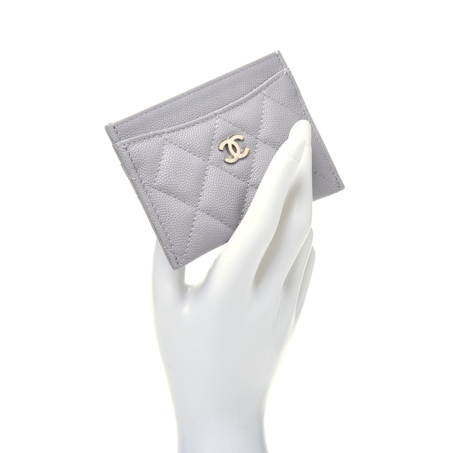 Chanel Caviar Quilted Card Holder Grey 2 of 8