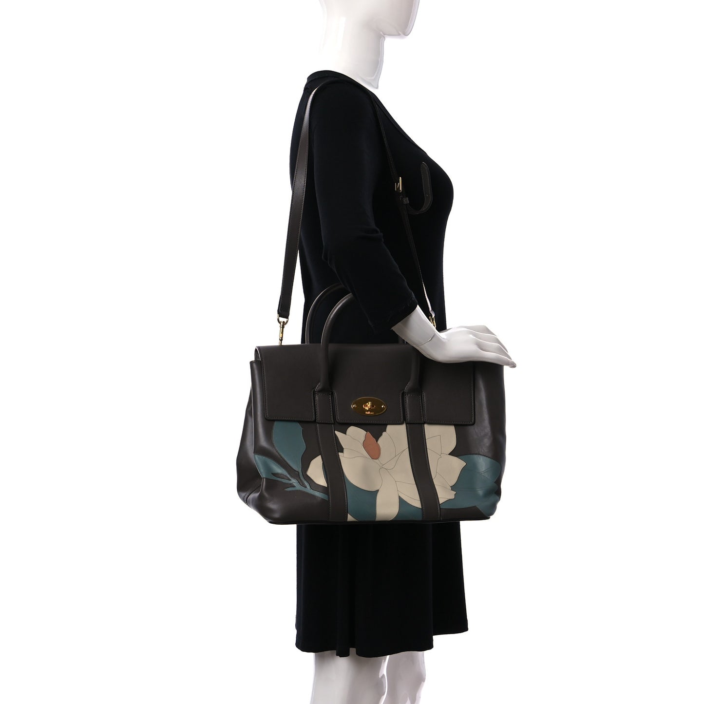 Smooth Calfskin Magnolia Patch Bayswater Dark Clay Chalk