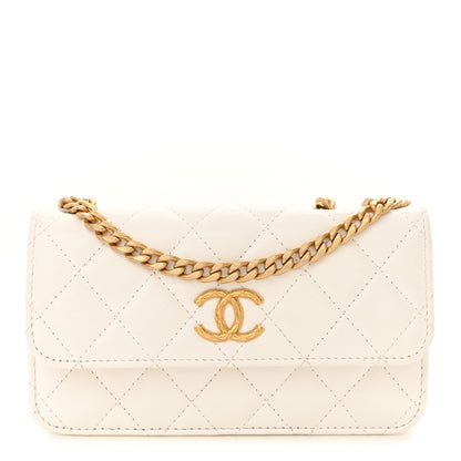 Chanel Lambskin Quilted Pillow Crush Flap Phone Holder With Chain White 1 of 15