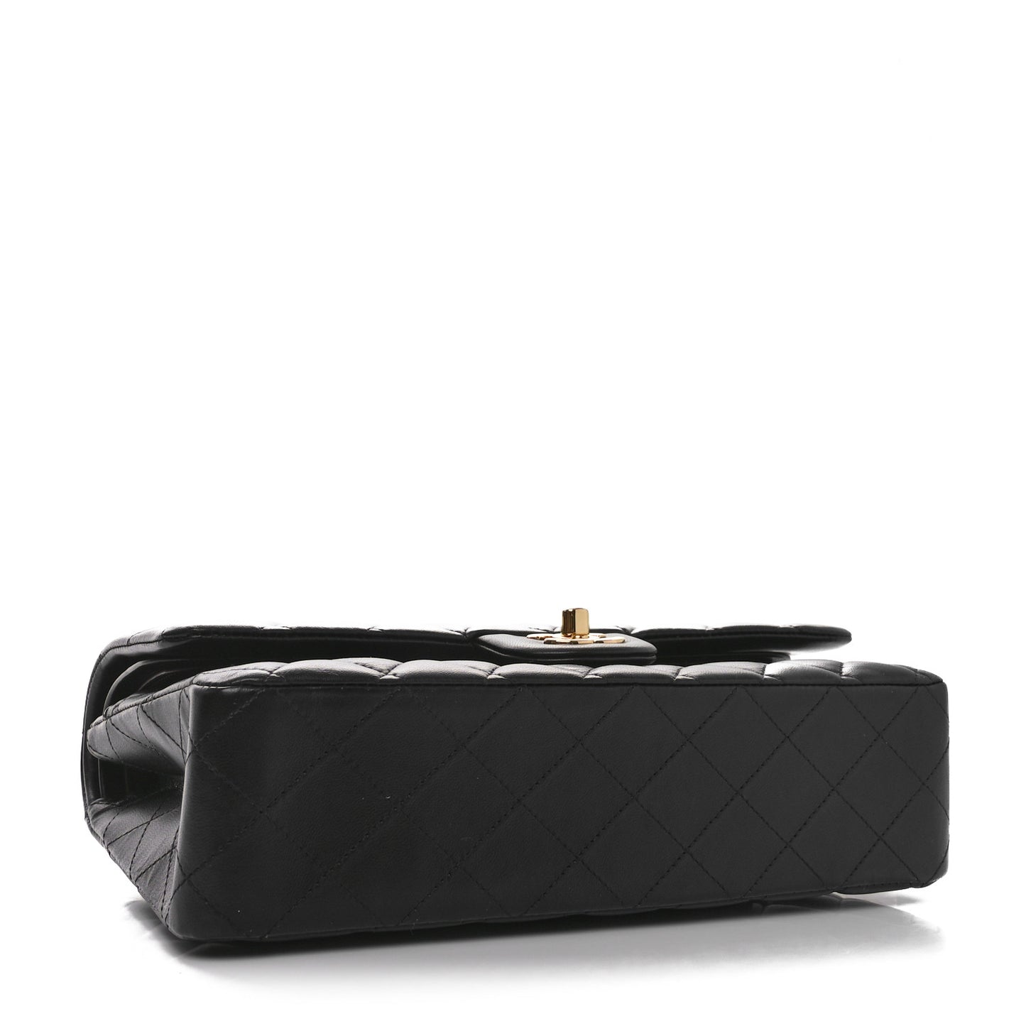 Lambskin Quilted Medium Double Flap Black