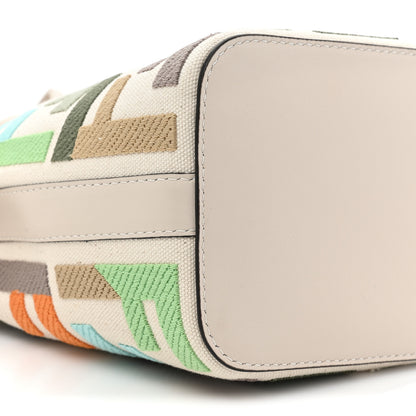 Fendi Canvas Vitello Grace F is Fendi FF Multicolor Embroidered Mini Mon Tresor Bucket Bag Grezzo Multicolor Latte 8 of 9