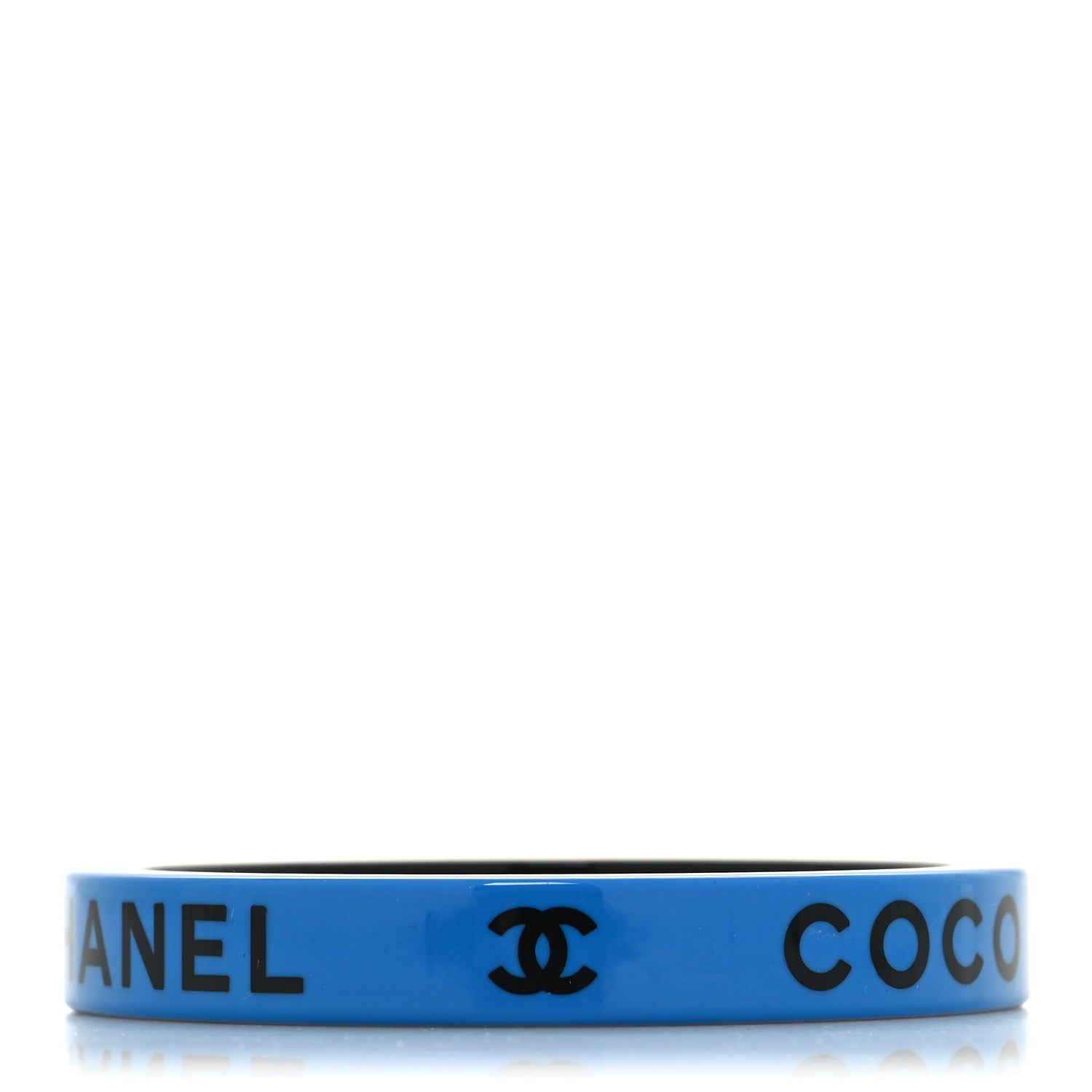 Chanel Resin Logo Bangle Bracelet Blue Black 1 of 4