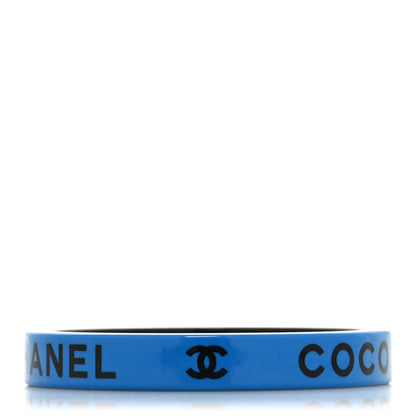 Chanel Resin Logo Bangle Bracelet Blue Black 1 of 4