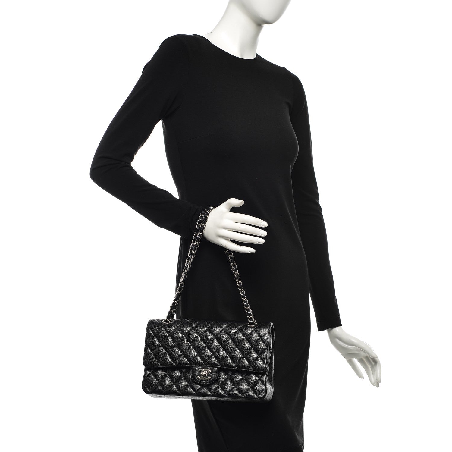 Chanel Caviar Quilted Medium Double Flap Black 2 of 7